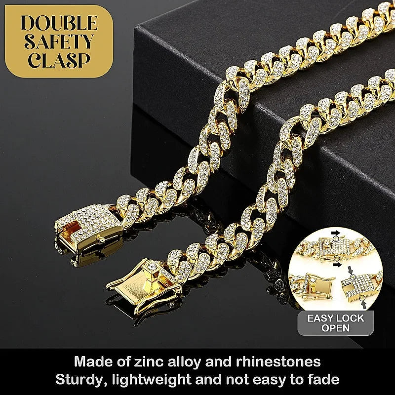 Dog Chain Collar Luxury Gold Pet Metal Chain — detail view for dogs