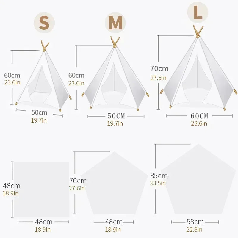Pet Teepee Tent For Cats And Dogs Portable — in-use context for dogs and cats