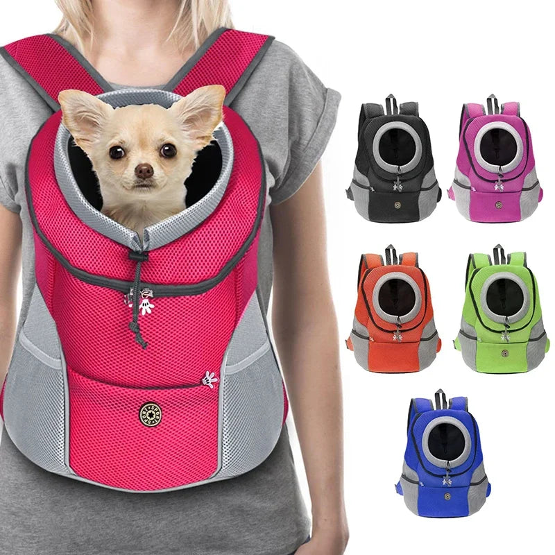 New Dog Pet Backpack Carrier Travel Bag Front Pack Breathable Adjustable with Safety Reflective Strips for Hiking Outdoor Cats — imagem 1