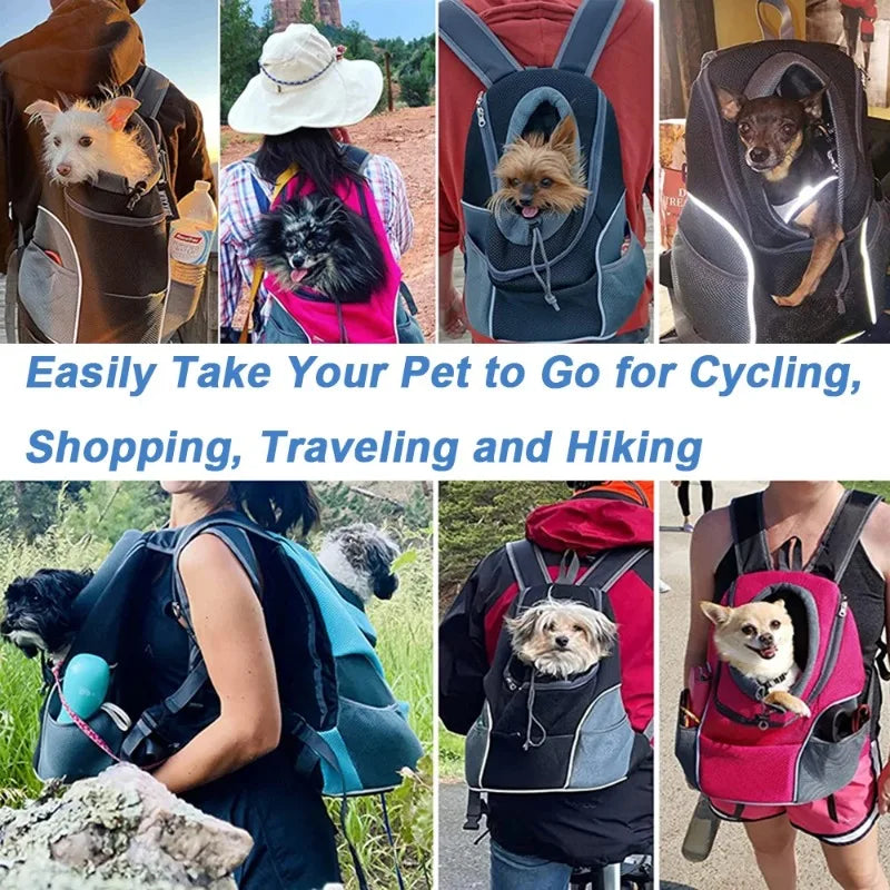 New Dog Pet Backpack Carrier Travel Bag Front Pack Breathable Adjustable with Safety Reflective Strips for Hiking Outdoor Cats — imagem 6