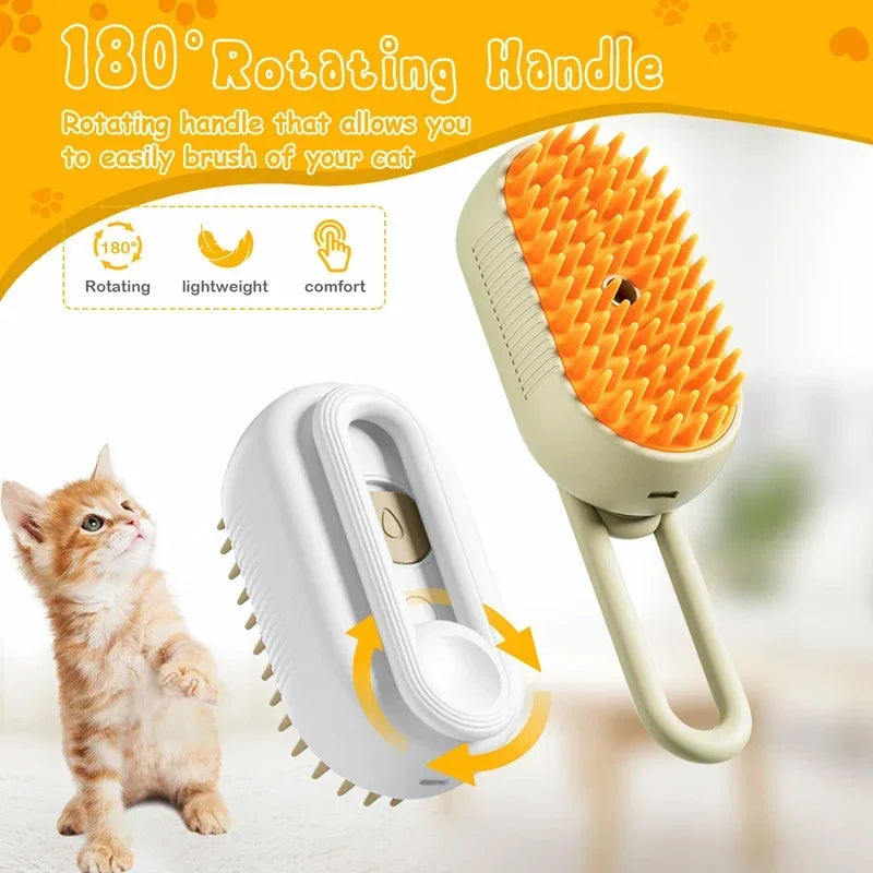 Pet Steam Brush Cat Dog Cleaning Steamy Spray — detail view for dogs and cats