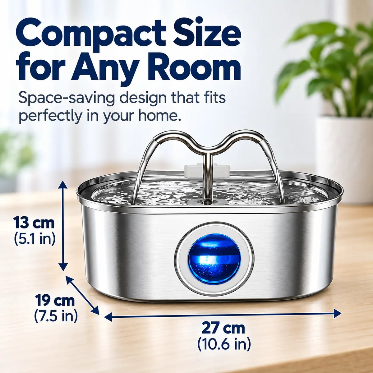 3.2L Stainless Steel Cat Water Fountain – Continuous Flow Pet Drinking Fountain with Water Level Window