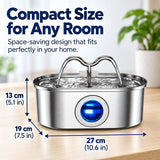 3.2L Stainless Steel Cat Water Fountain – Continuous Flow Pet Drinking Fountain with Water Level Window