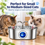 3.2L Stainless Steel Cat Water Fountain – Continuous Flow Pet Drinking Fountain with Water Level Window